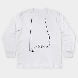 Alabama State Outline Kids Long Sleeve T-Shirt